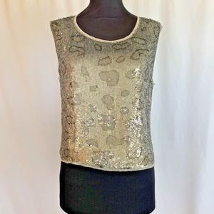 Chan Luu Leopard Print Sequin Top - Size Medium